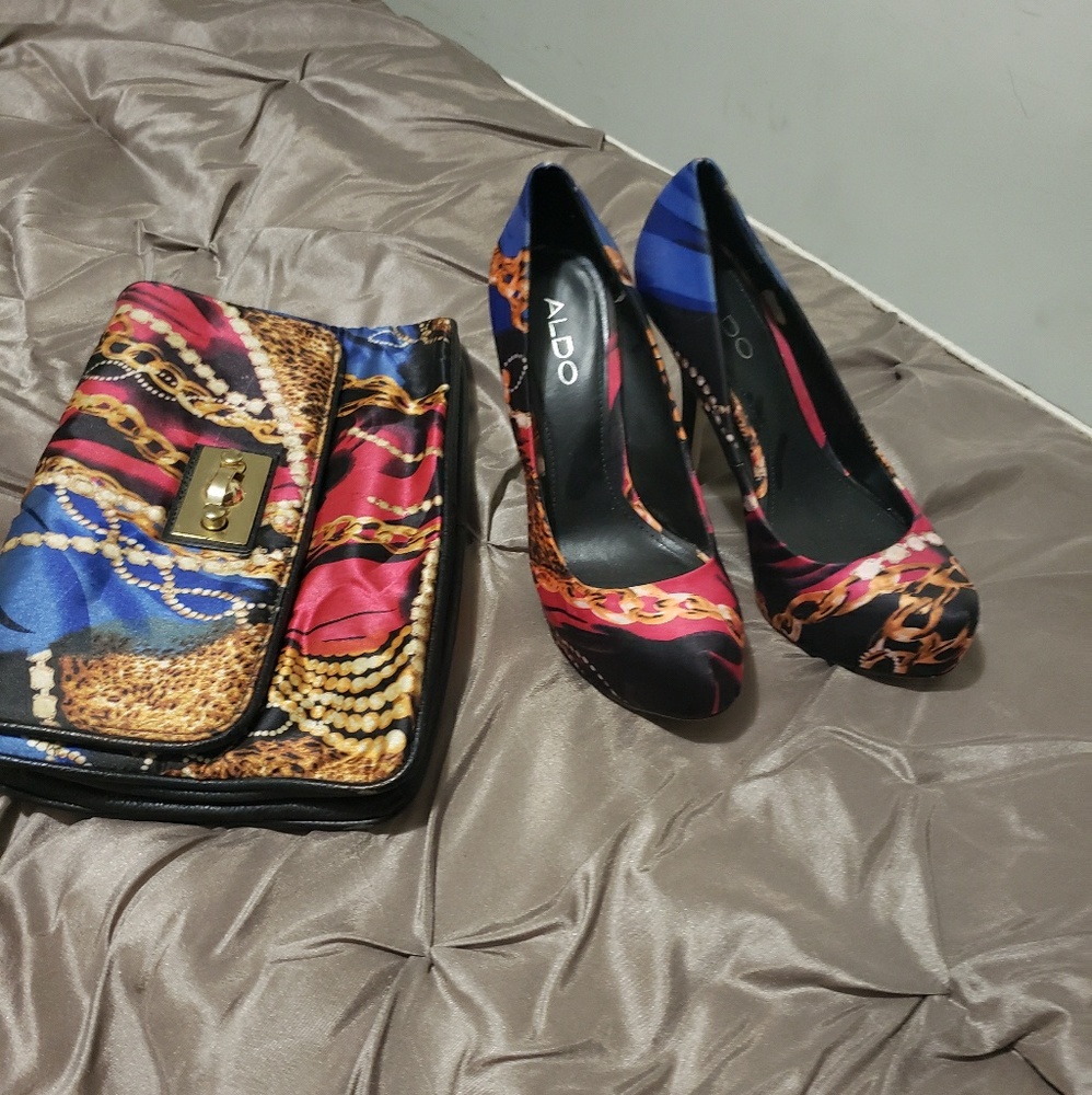 Aldo shoes with matching clutch